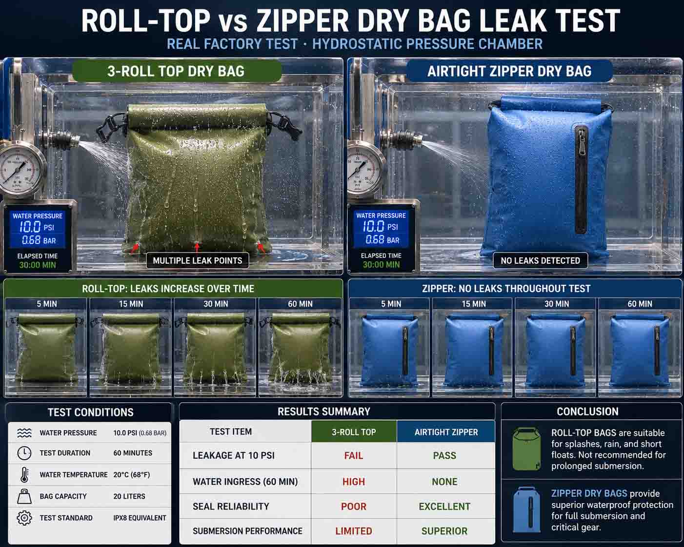 Roll-Top vs Zipper Dry Bag: Ang Waterproof Myth ay Sumabog
