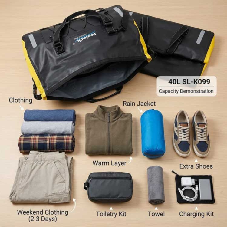 ​40L Waterproof Duffel Bag: Gabay sa Kapasidad para sa Weekend Adventures