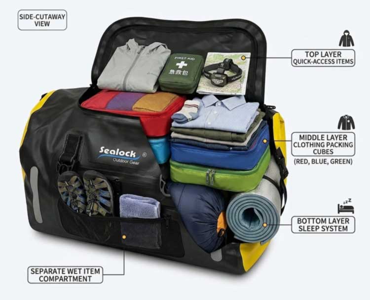 60L Waterproof Duffel Bag Packing Capacity at Outdoor Applications