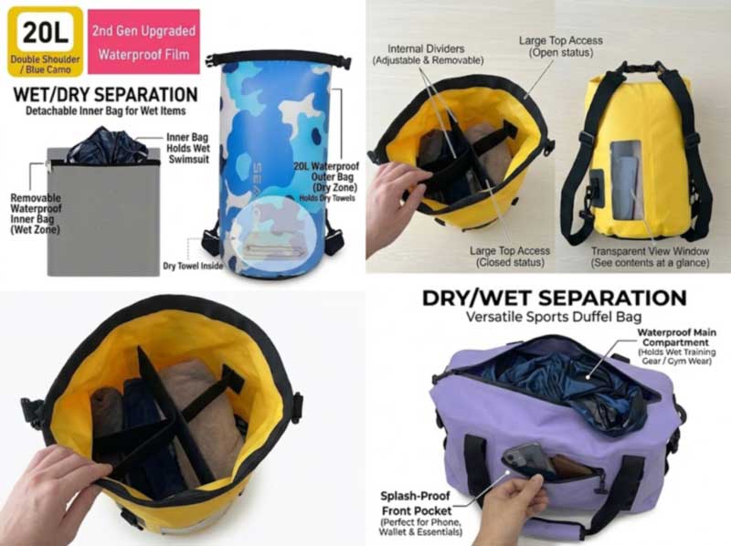 Mga Wet-Dry Separation Bags OEM: Mga Swim, Gym, at Beach Bag na Nagpapanatili ng Mamasa-masa na Kit