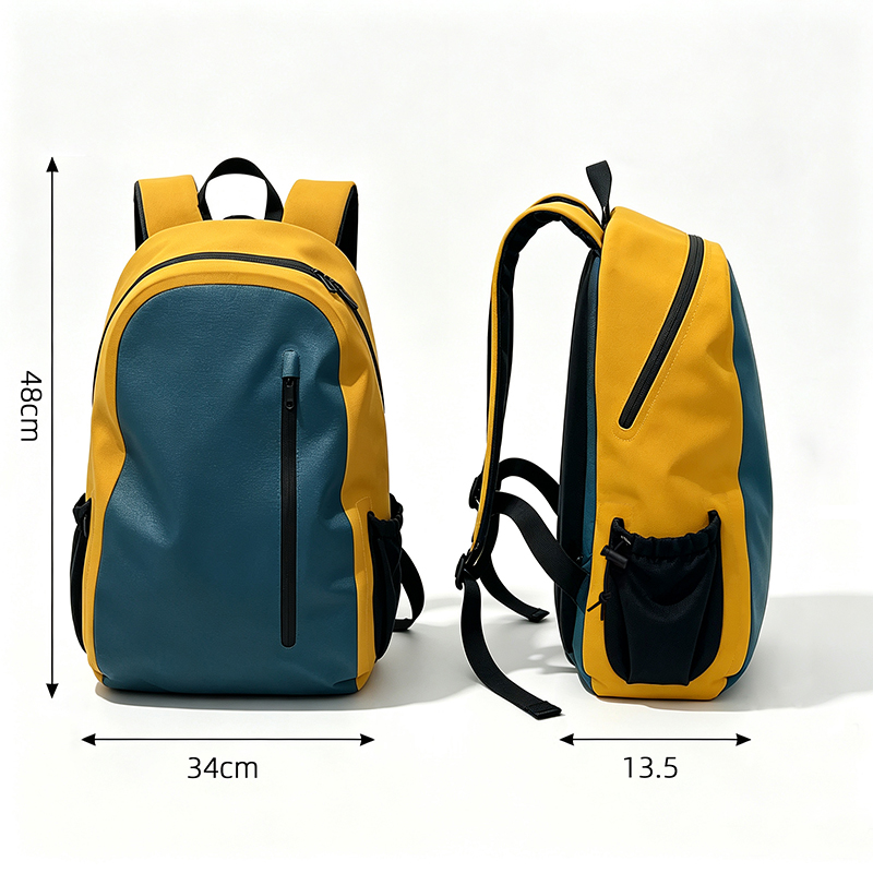 Sealock SL-E071 22L water-resistant commuter backpack front and side view with dimensions